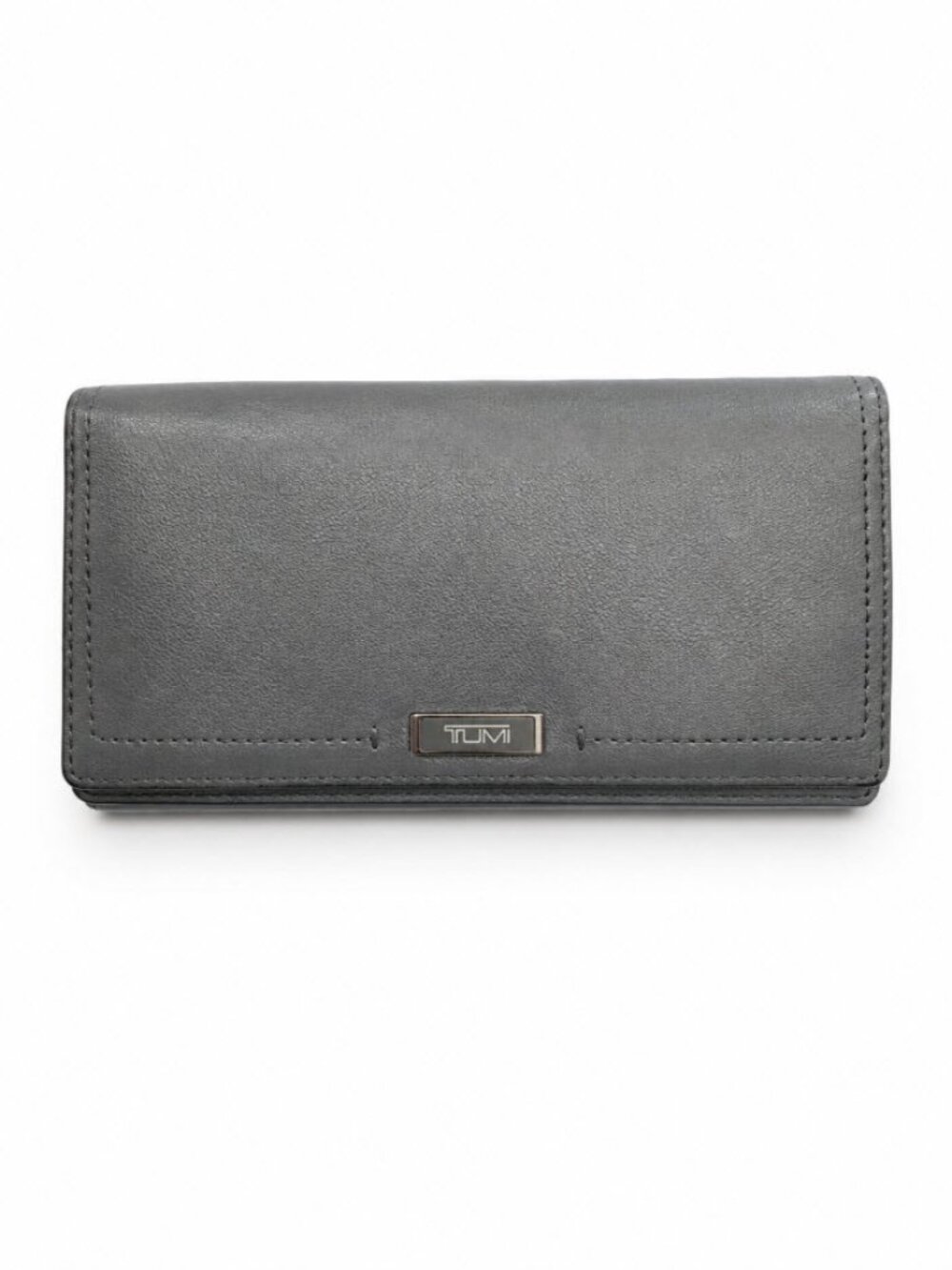 Tumi Charcoal Leather Continental Wallet Zip Organizer Travel Wallet